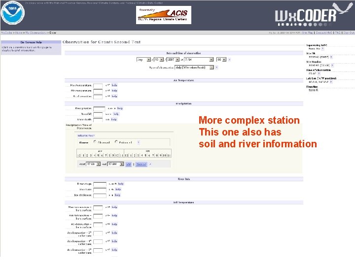 More complex station This one also has soil and river information 