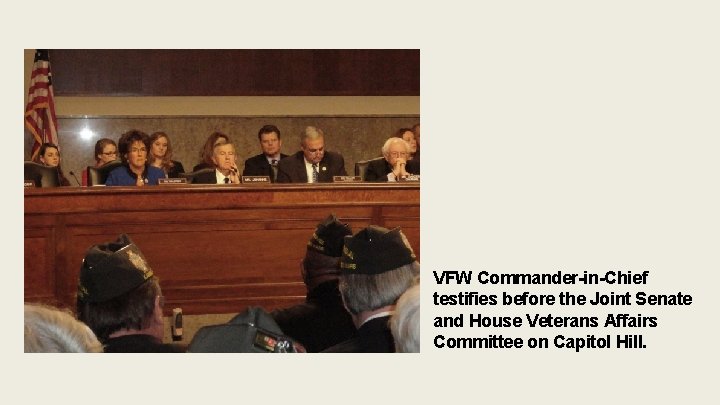 VFW Commander-in-Chief testifies before the Joint Senate and House Veterans Affairs Committee on Capitol