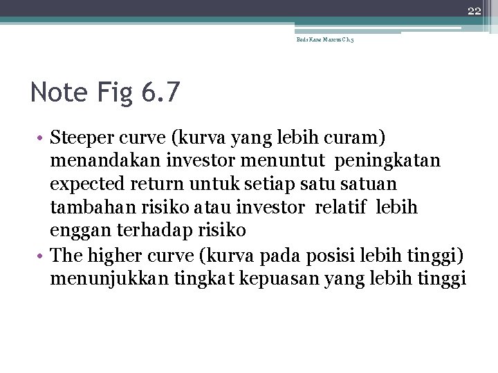 22 Bodi Kane Marcus Ch 5 Note Fig 6. 7 • Steeper curve (kurva