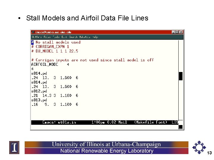  • Stall Models and Airfoil Data File Lines 13 