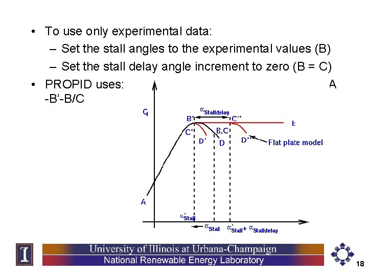  • To use only experimental data: – Set the stall angles to the