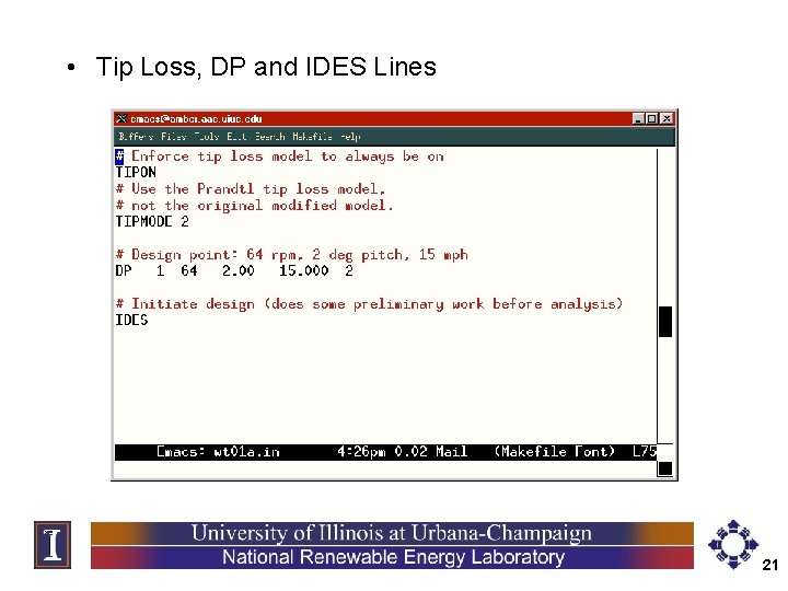  • Tip Loss, DP and IDES Lines 21 