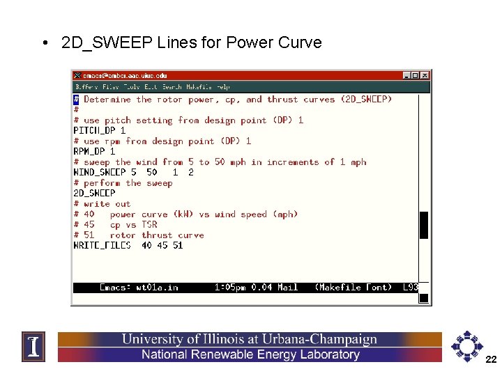  • 2 D_SWEEP Lines for Power Curve 22 