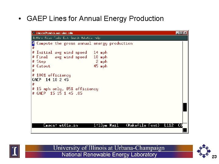  • GAEP Lines for Annual Energy Production 23 