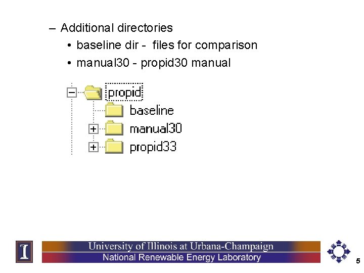 – Additional directories • baseline dir - files for comparison • manual 30 -