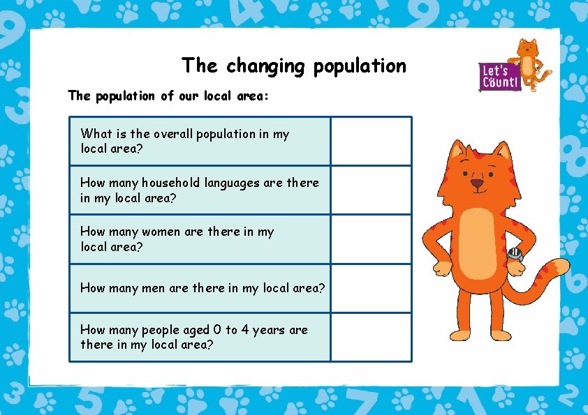 The changing population The population of our local area: What is the overall population