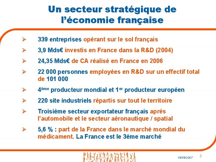 Un secteur stratégique de l’économie française Ø 339 entreprises opérant sur le sol français