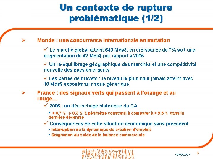 Un contexte de rupture problématique (1/2) Ø Monde : une concurrence internationale en mutation