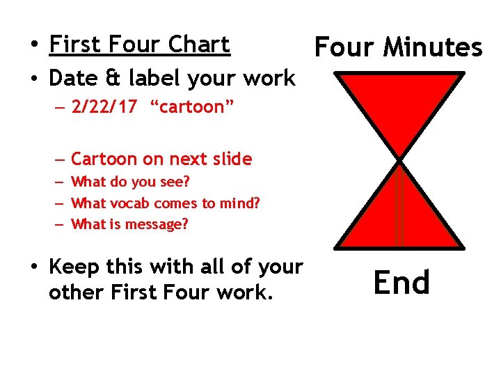  • First Four Chart Four Minutes • Date & label your work –