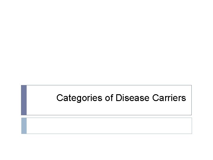 Categories of Disease Carriers 