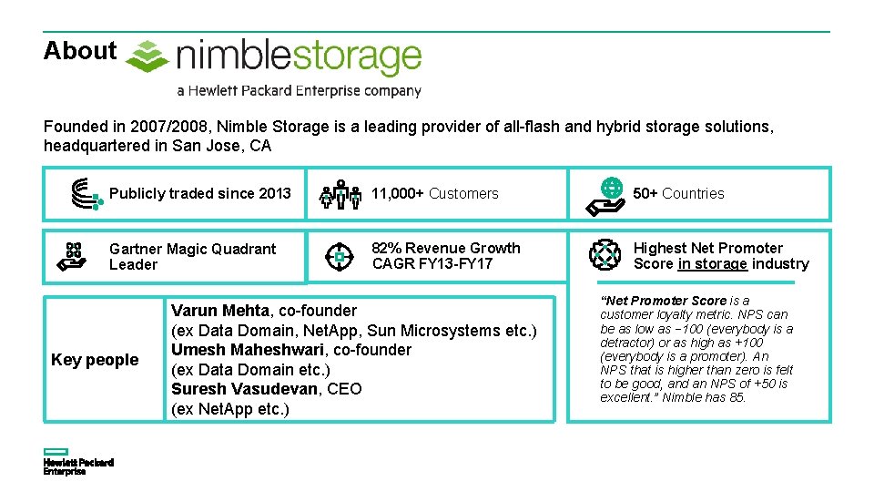 About Founded in 2007/2008, Nimble Storage is a leading provider of all-flash and hybrid