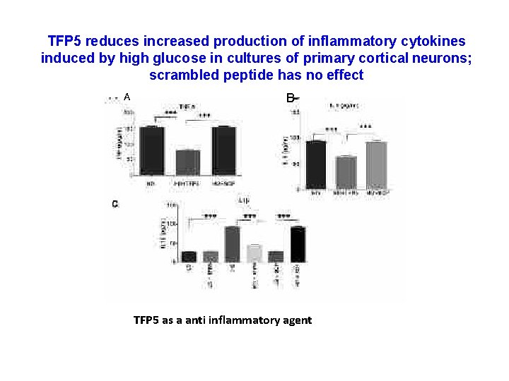 TFP 5 reduces increased production of inflammatory cytokines induced by high glucose in cultures