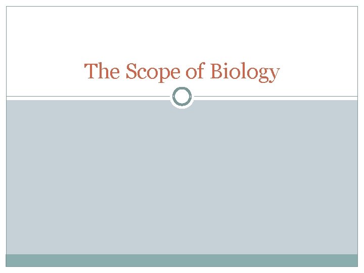 The Scope of Biology 
