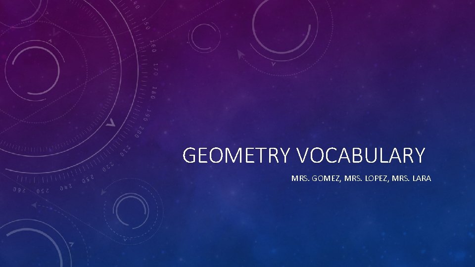 GEOMETRY VOCABULARY MRS. GOMEZ, MRS. LOPEZ, MRS. LARA 