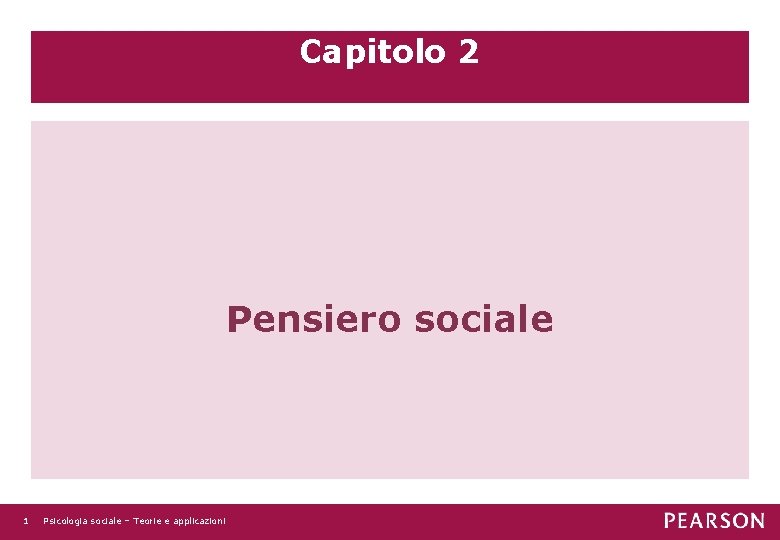 Capitolo 2 Pensiero sociale 1 Psicologia sociale – Teorie e applicazioni 