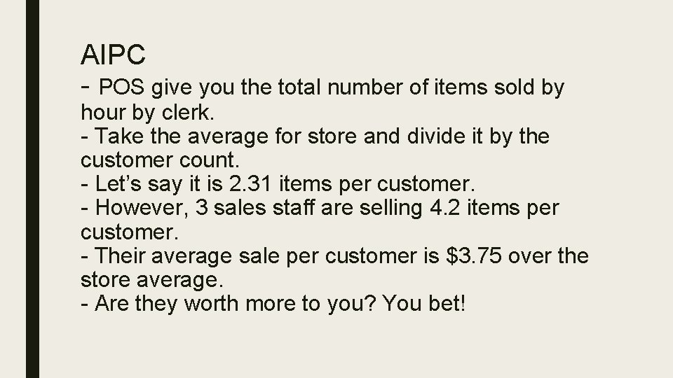 AIPC - POS give you the total number of items sold by hour by