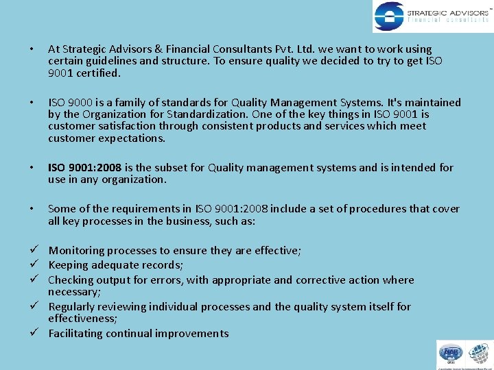  • At Strategic Advisors & Financial Consultants Pvt. Ltd. we want to work
