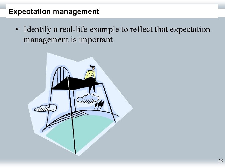 Expectation management • Identify a real-life example to reflect that expectation management is important.