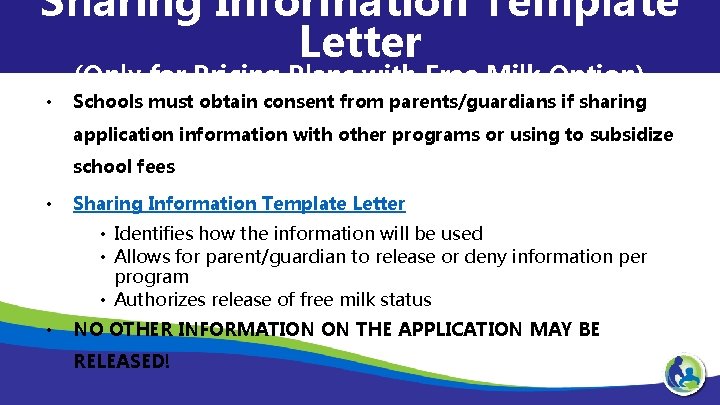Sharing Information Template Letter (Only for Pricing Plans with Free Milk Option) • Schools