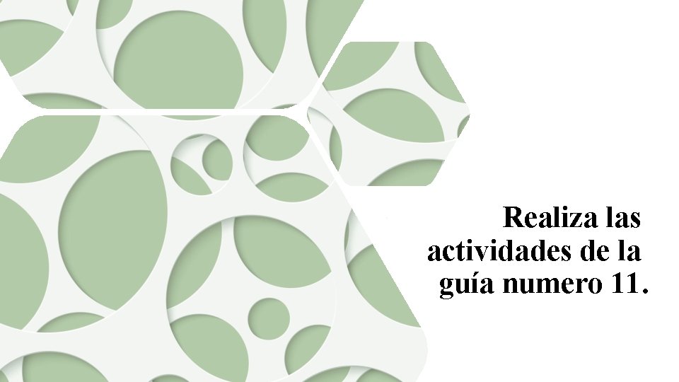 Realiza las actividades de la guía numero 11. 