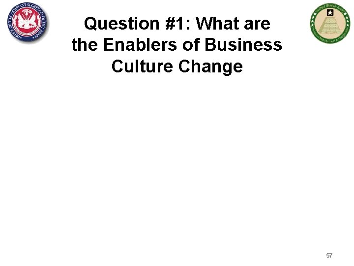 Question #1: What are the Enablers of Business Culture Change 57 