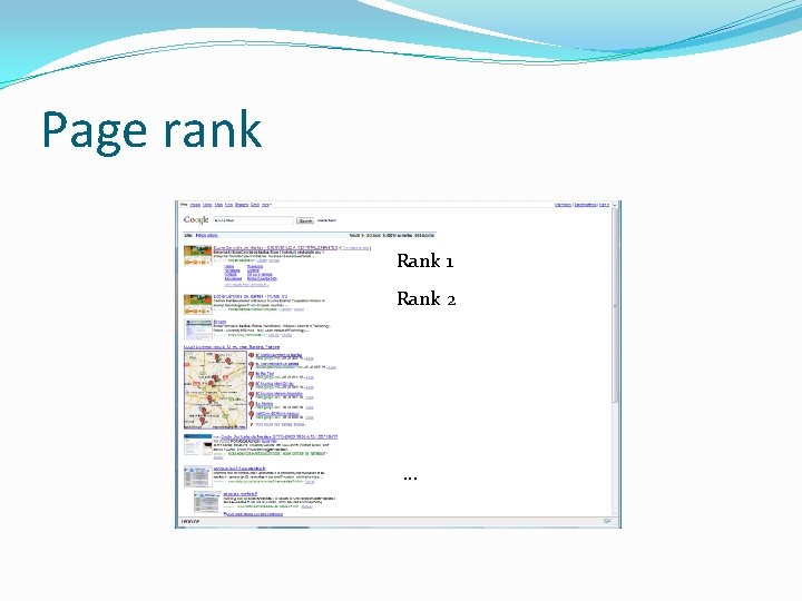 Page rank Rank 1 Rank 2 … 