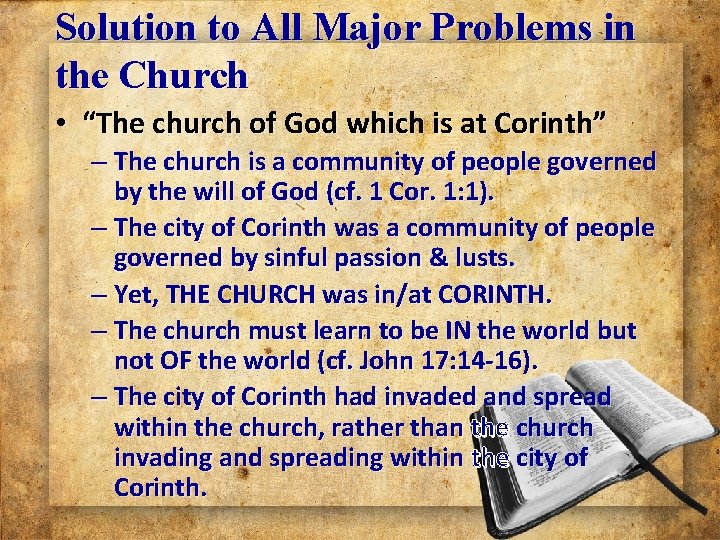 Solution to All Major Problems in the Church • “The church of God which Solution to All Major Problems in the Church • “The church of God which
