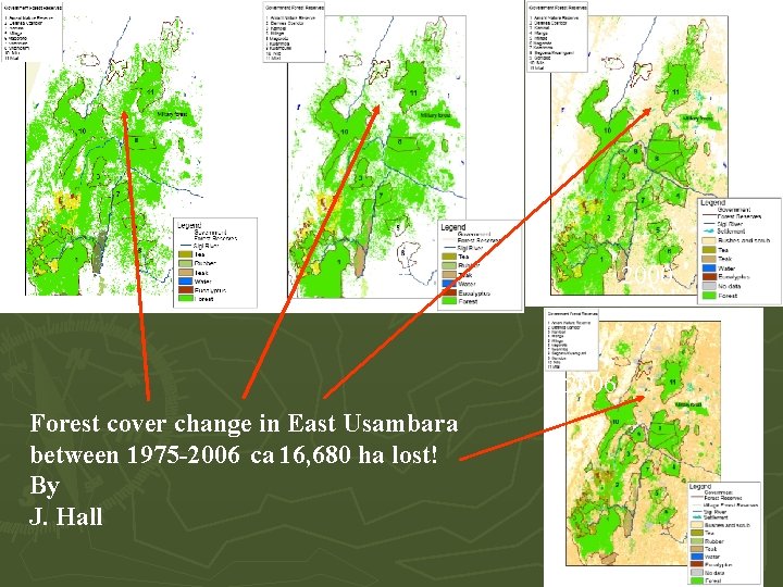 1975 1992 2000 2006 Forest cover change in East Usambara between 1975 -2006 ca