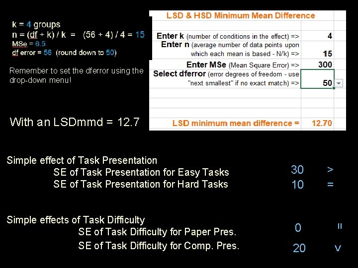 Remember to set the dferror using the drop-down menu! With an LSDmmd = 12.