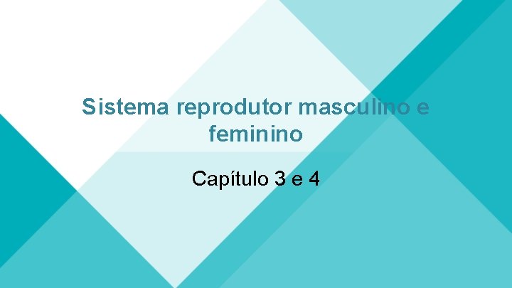 Sistema reprodutor masculino e feminino Capítulo 3 e 4 