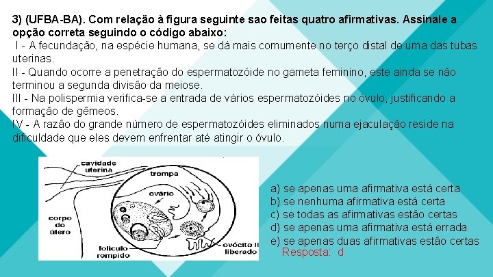 3) (UFBA-BA). Com relaçäo à figura seguinte sao feitas quatro afirmativas. Assinale a opção