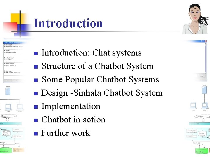 Introduction n n n Introduction: Chat systems Structure of a Chatbot System Some Popular