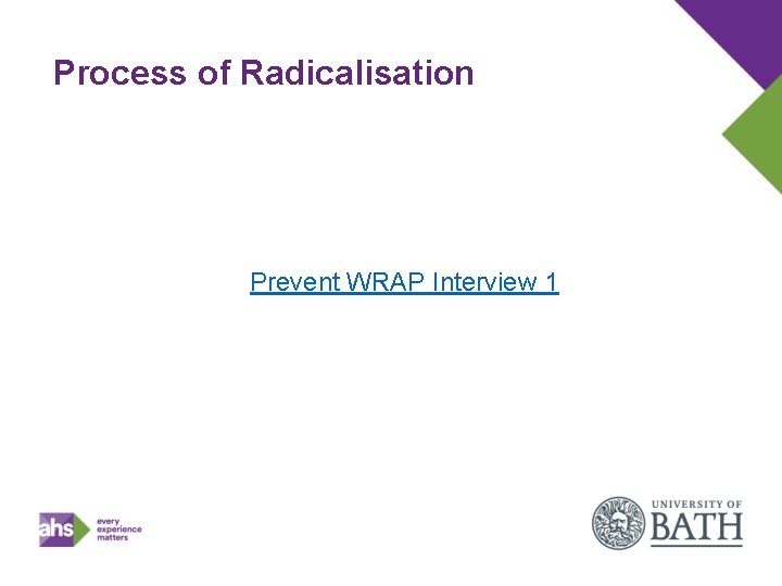 Process of Radicalisation Prevent WRAP Interview 1 
