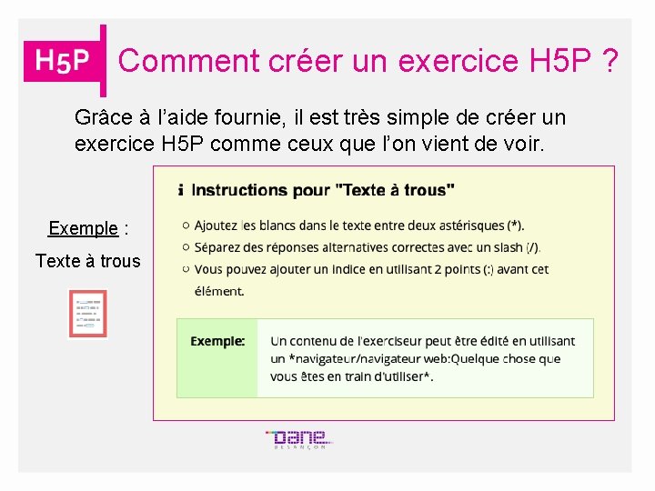 Comment créer un exercice H 5 P ? Grâce à l’aide fournie, il est