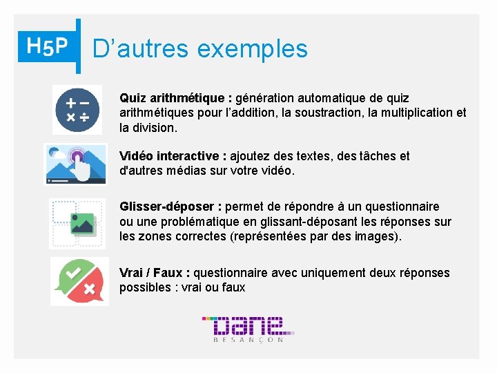 D’autres exemples Quiz arithmétique : génération automatique de quiz arithmétiques pour l’addition, la soustraction,