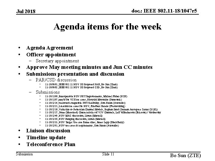 doc. : IEEE 802. 11 -18/1047 r 5 Jul 2018 Agenda items for the doc. : IEEE 802. 11 -18/1047 r 5 Jul 2018 Agenda items for the