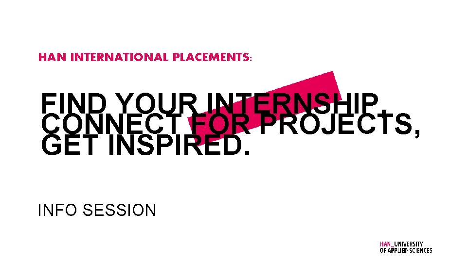 HAN INTERNATIONAL PLACEMENTS: FIND YOUR INTERNSHIP, CONNECT FOR PROJECTS, GET INSPIRED. INFO SESSION 