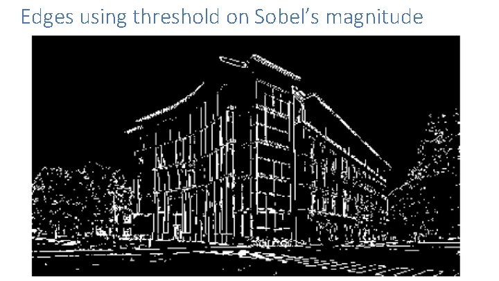 Edges using threshold on Sobel’s magnitude 