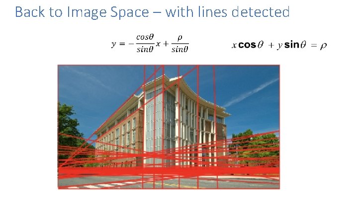Back to Image Space – with lines detected 