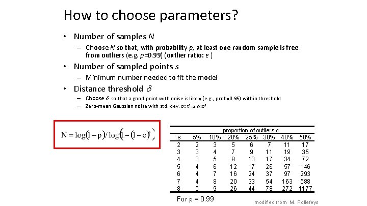 How to choose parameters? • Number of samples N – Choose N so that,