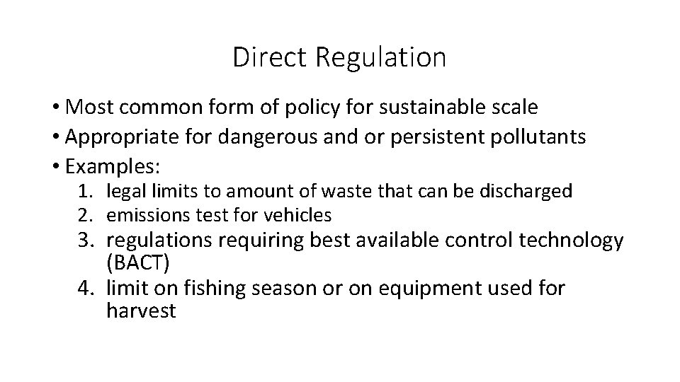 Direct Control Policy Ch 22 Policy Sustainable Scale Daly Farley Types