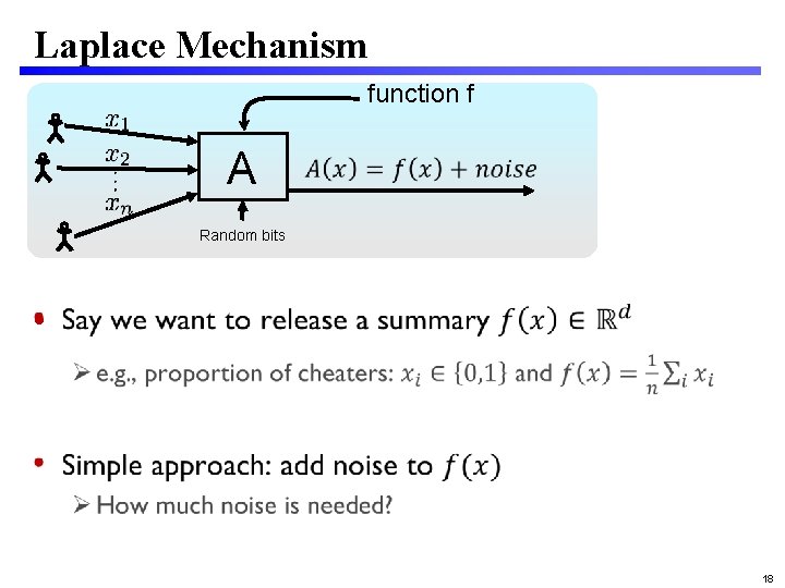 Laplace Mechanism function f A Random bits • 18 
