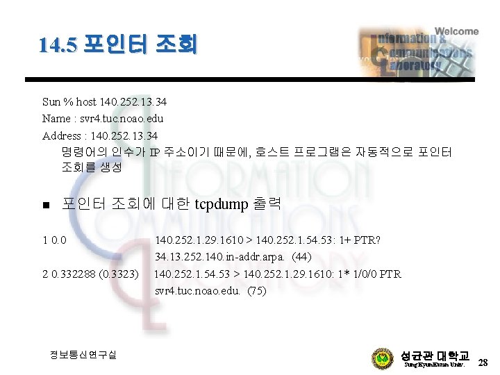 14. 5 포인터 조회 Sun % host 140. 252. 13. 34 Name : svr