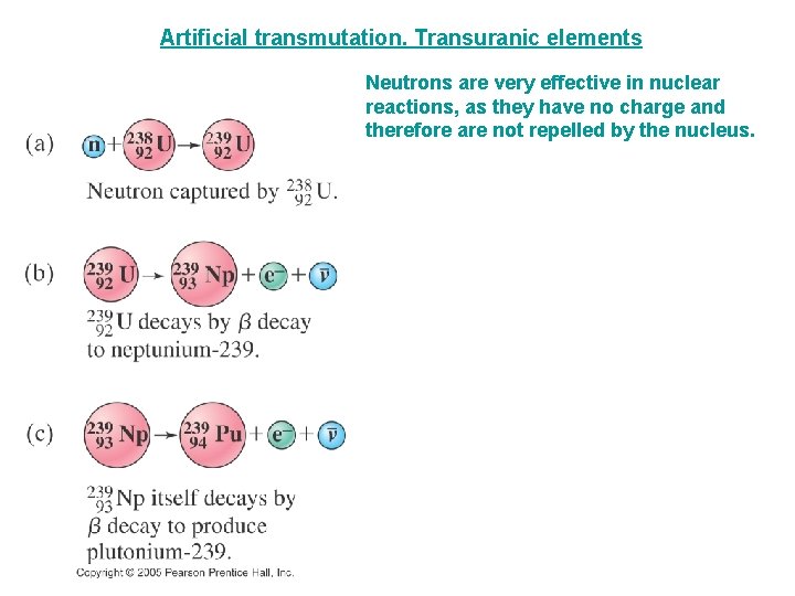 Artificial transmutation. Transuranic elements Neutrons are very effective in nuclear reactions, as they have Artificial transmutation. Transuranic elements Neutrons are very effective in nuclear reactions, as they have