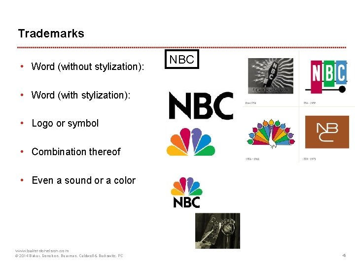 Trademarks • Word (without stylization): NBC • Word (with stylization): • Logo or symbol