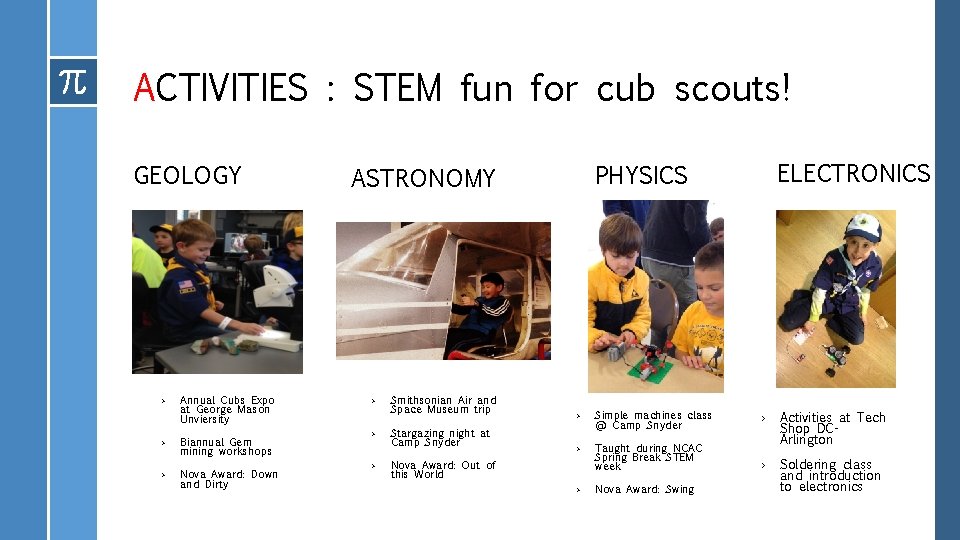 ACTIVITIES : STEM fun for cub scouts! GEOLOGY › Annual Cubs Expo at George
