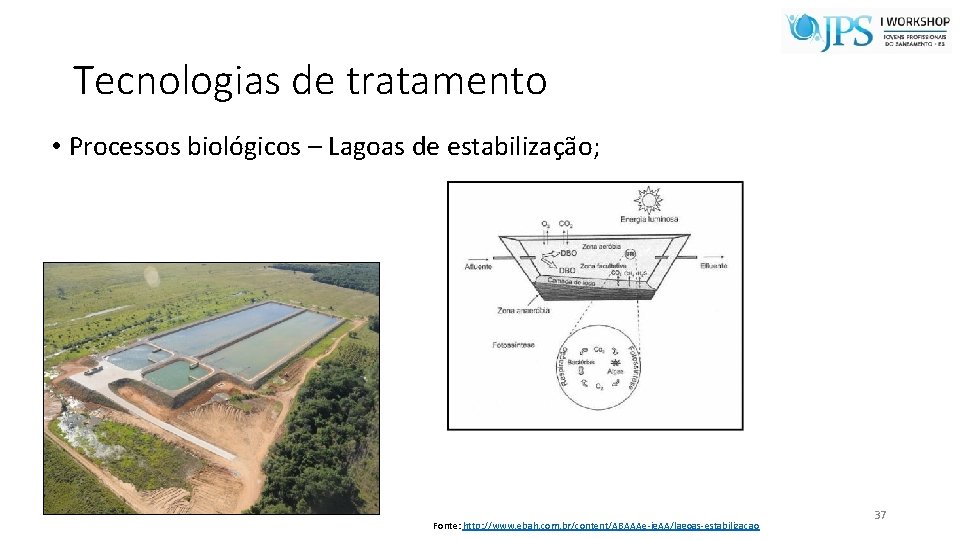 Tecnologias de tratamento • Processos biológicos – Lagoas de estabilização; Fonte: http: //www. ebah.