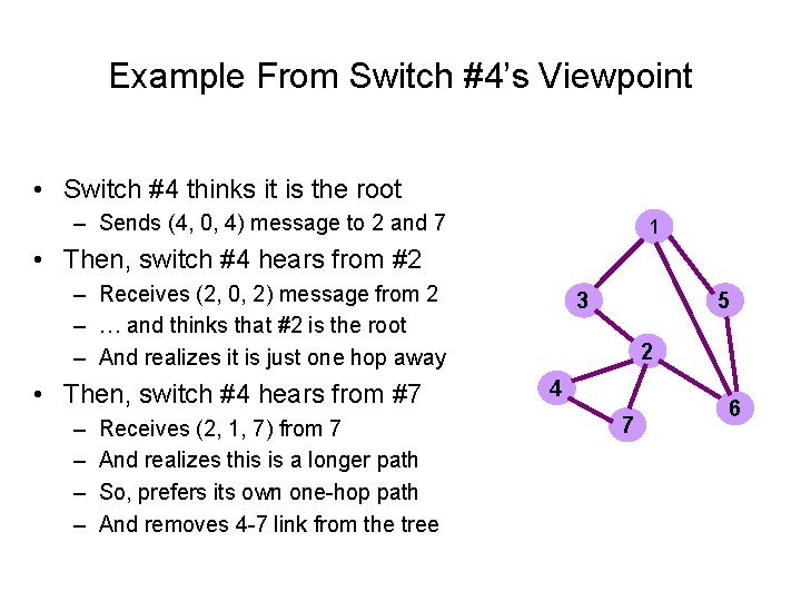 Example From Switch #4’s Viewpoint • Switch #4 thinks it is the root –