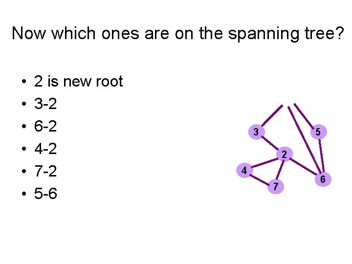 Now which ones are on the spanning tree? • • • 2 is new