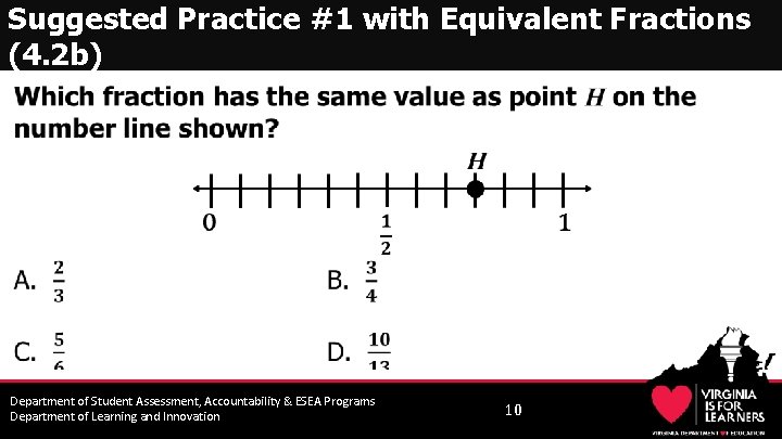 Suggested Practice #1 with Equivalent Fractions (4. 2 b) • Department of Student Assessment,